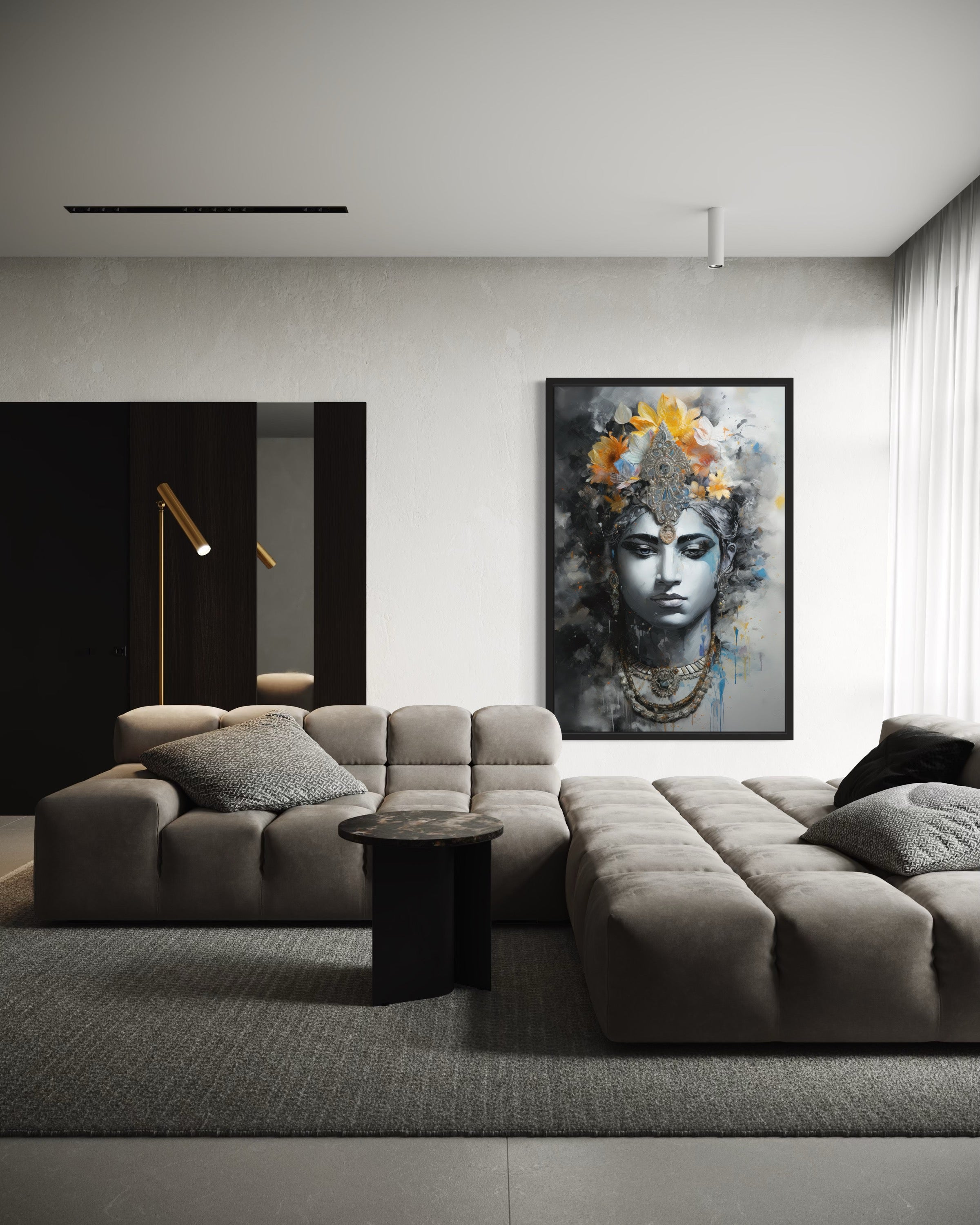 Lord Vishnu Modern Indian Framed Canvas Wall Art