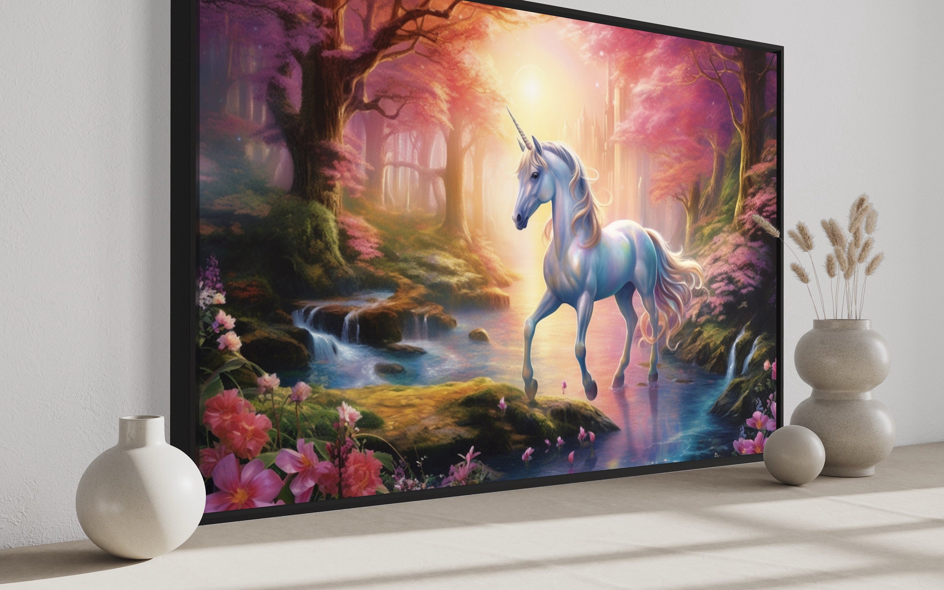 Magical Unicorn Framed Canvas Wall Art
