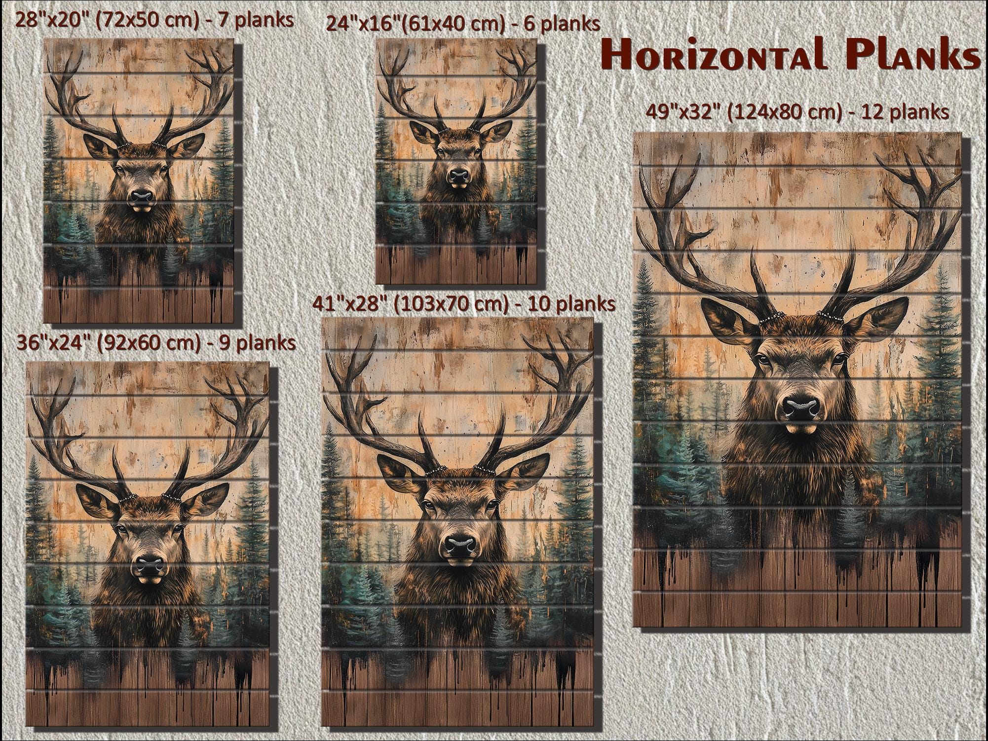 Majestic Deer With Antlers Forest Scene Rustic Vertical Distressed Wood Wall Art