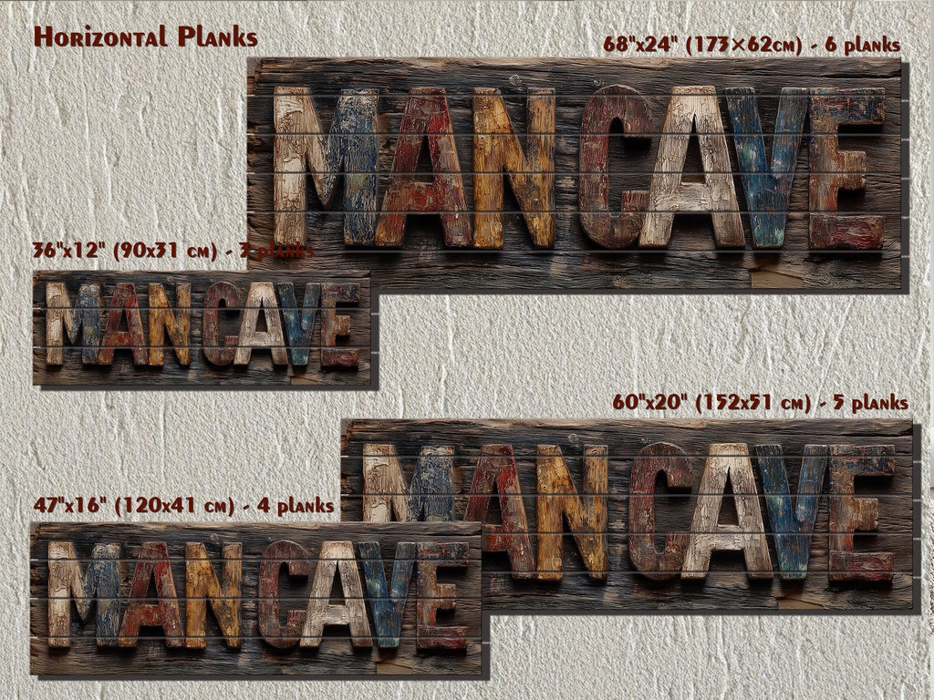 Man Cave Distressed Wood Sign Rustic Masculine Den Wall Art