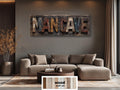 Man Cave Distressed Wood Sign Rustic Masculine Den Wall Art