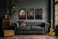 Man Cave Wall Art Set of 3 – Eagle, Lion, and Bull Canvas Prints