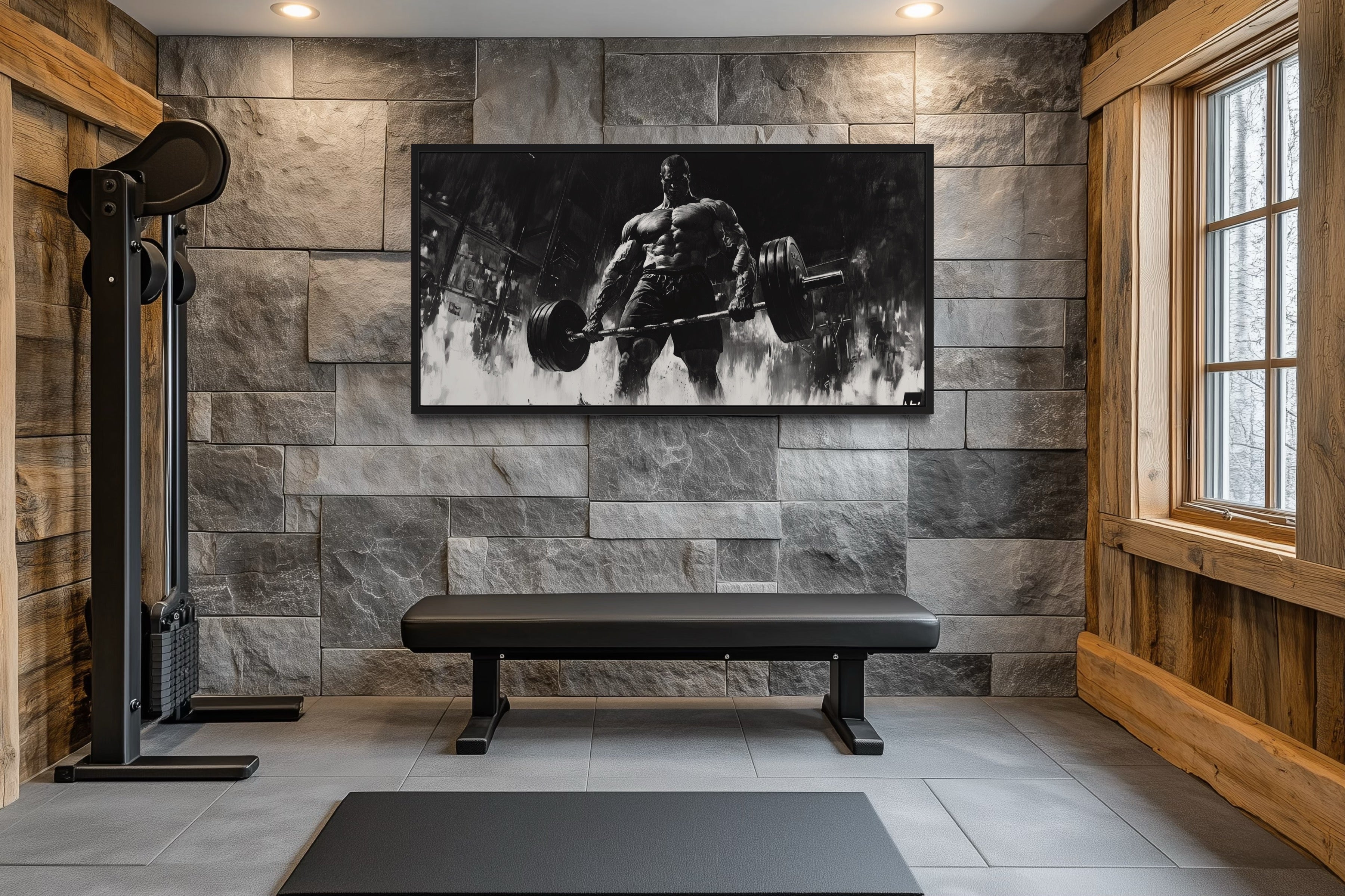 Man Doing Deadlift Motivational Gym Framed Canvas Wall Art