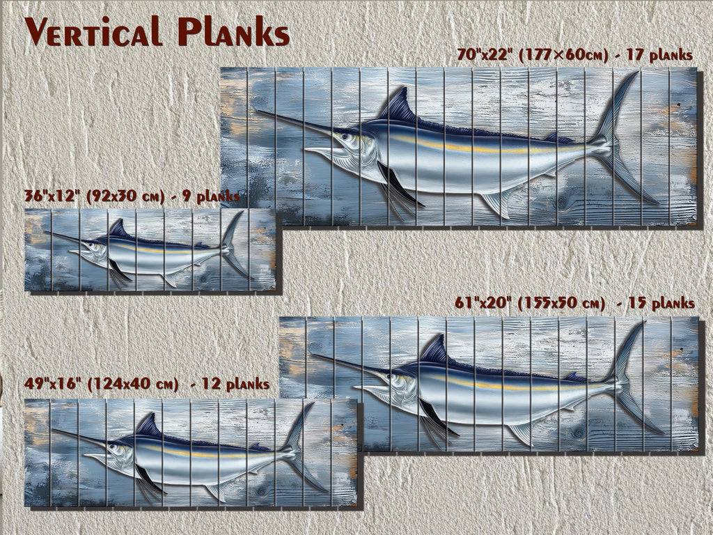 Marlin Fish Distressed Wood Wall Art