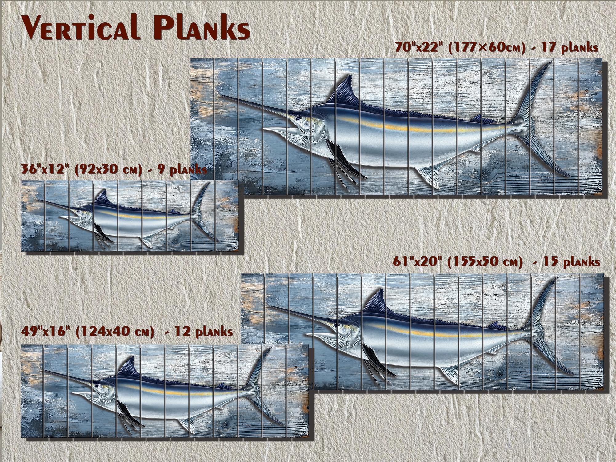 Marlin Fish Distressed Wood Wall Art