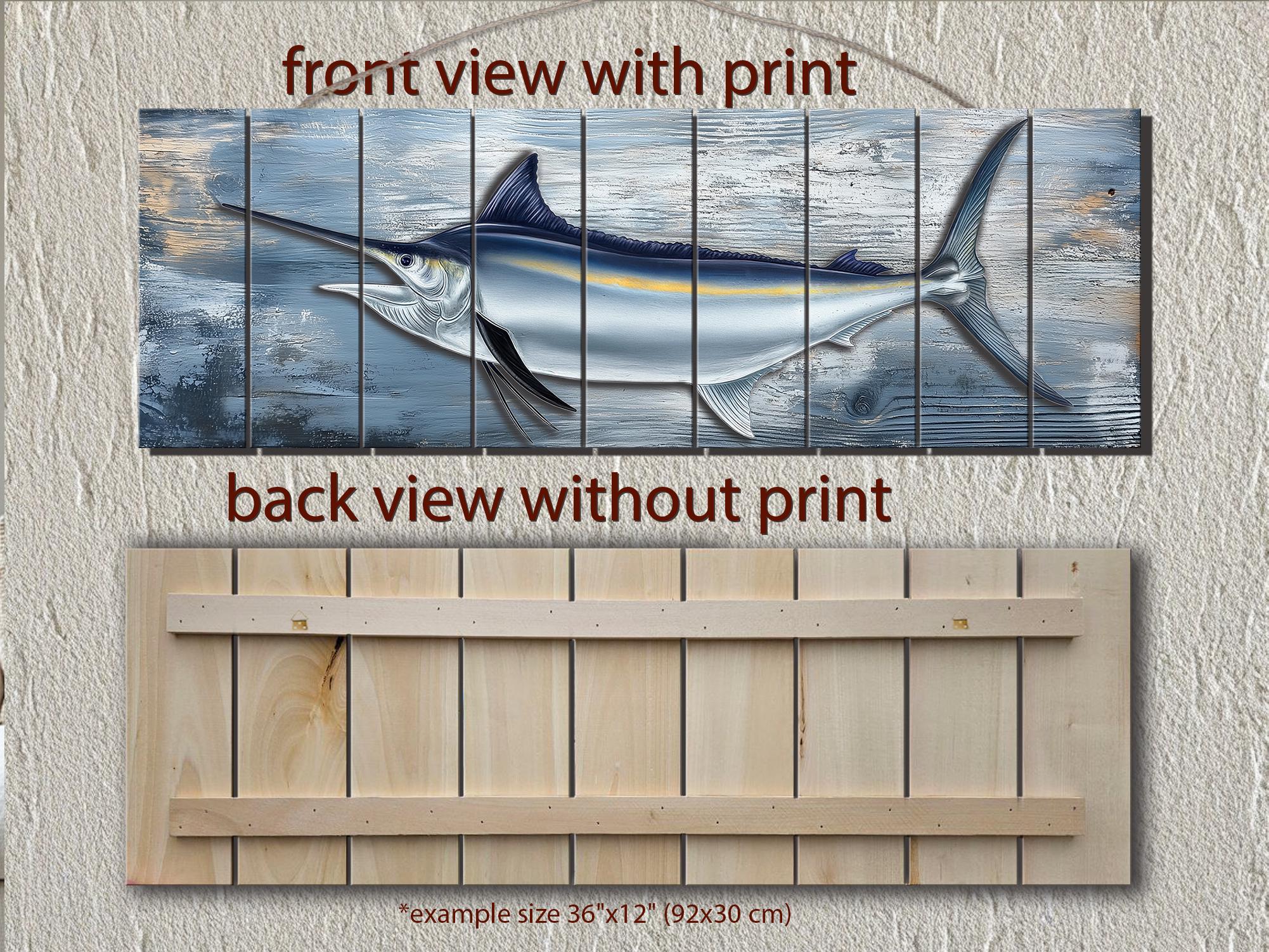 Marlin Fish Distressed Wood Wall Art