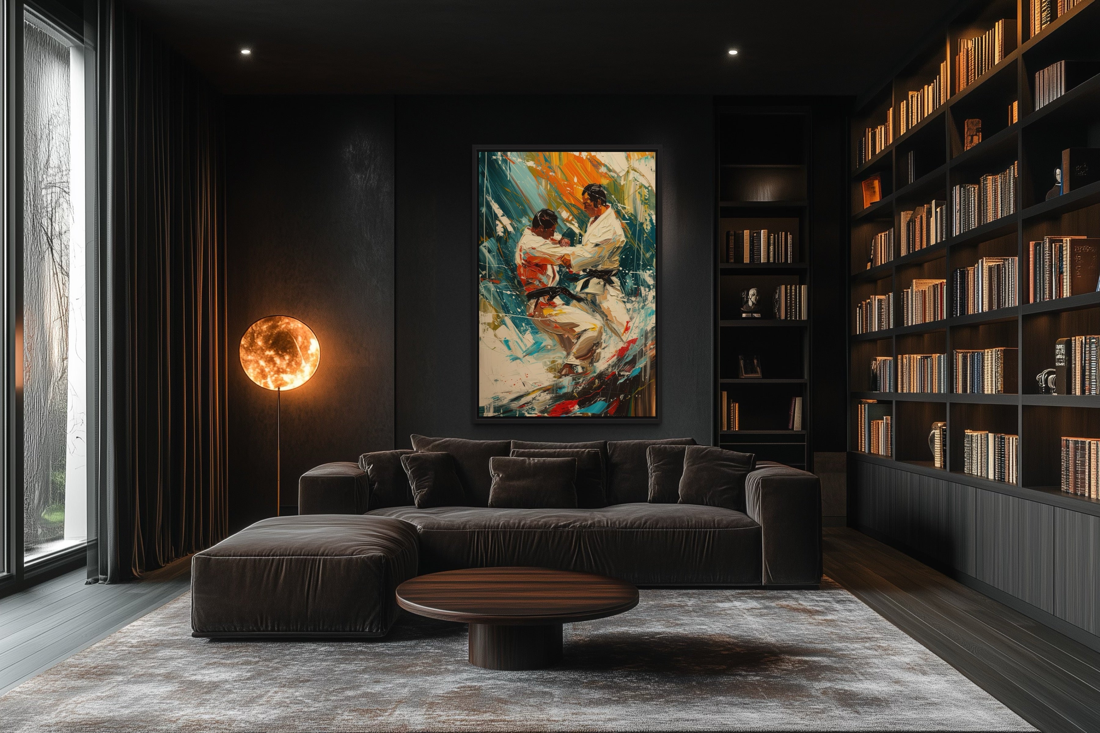 Martial Arts - MMA Match Abstract Framed Canvas Wall Art