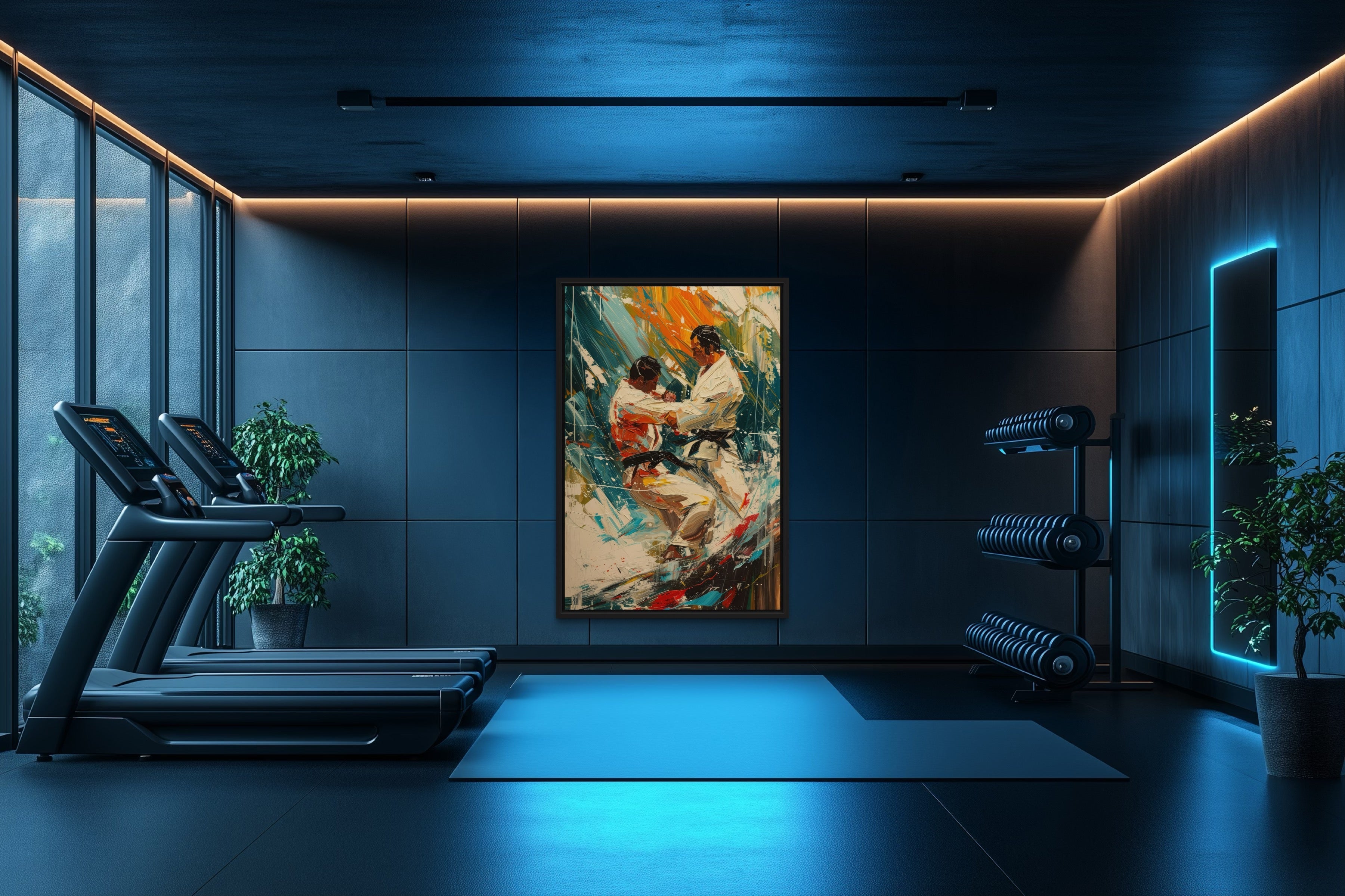 Martial Arts - MMA Match Abstract Framed Canvas Wall Art