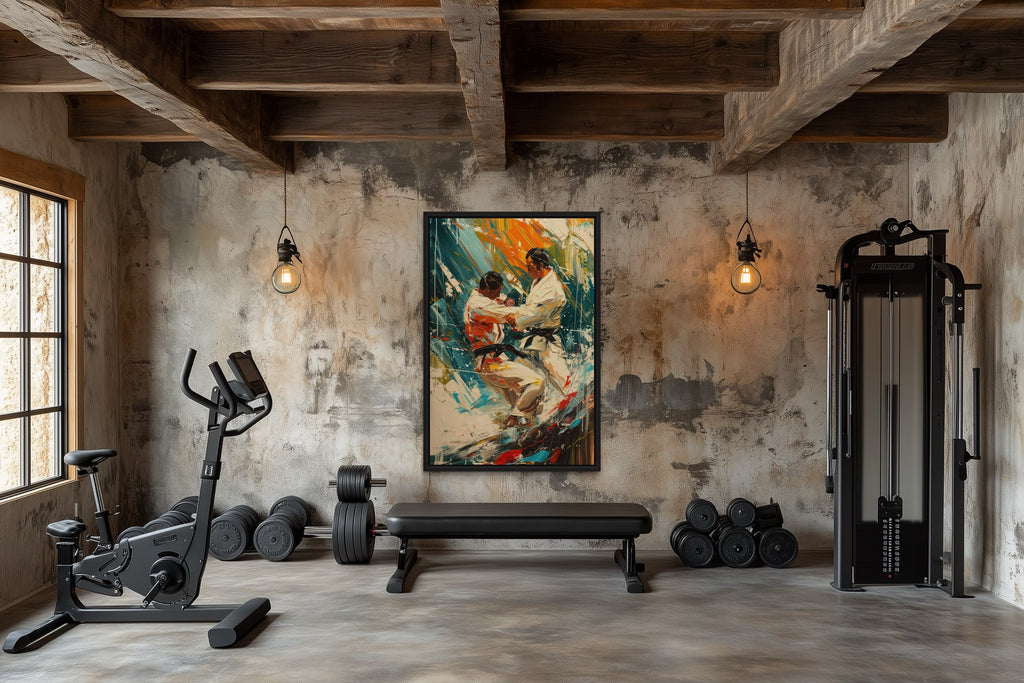 Martial Arts - MMA Match Abstract Framed Canvas Wall Art
