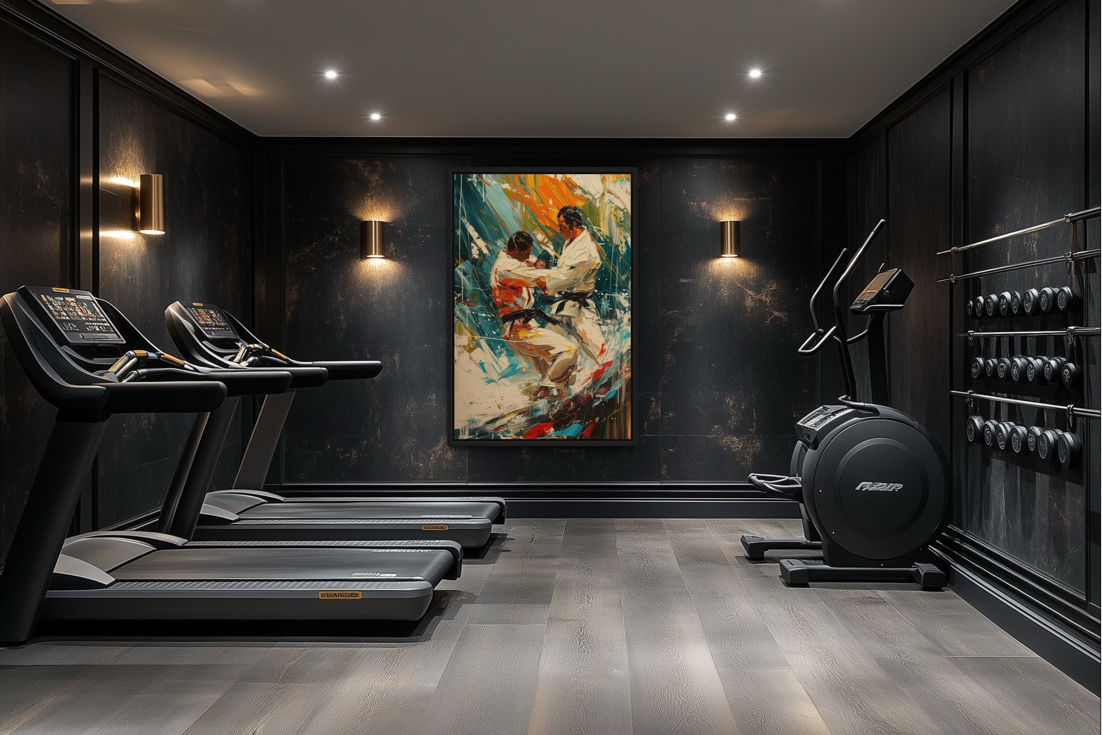 Martial Arts - MMA Match Abstract Framed Canvas Wall Art