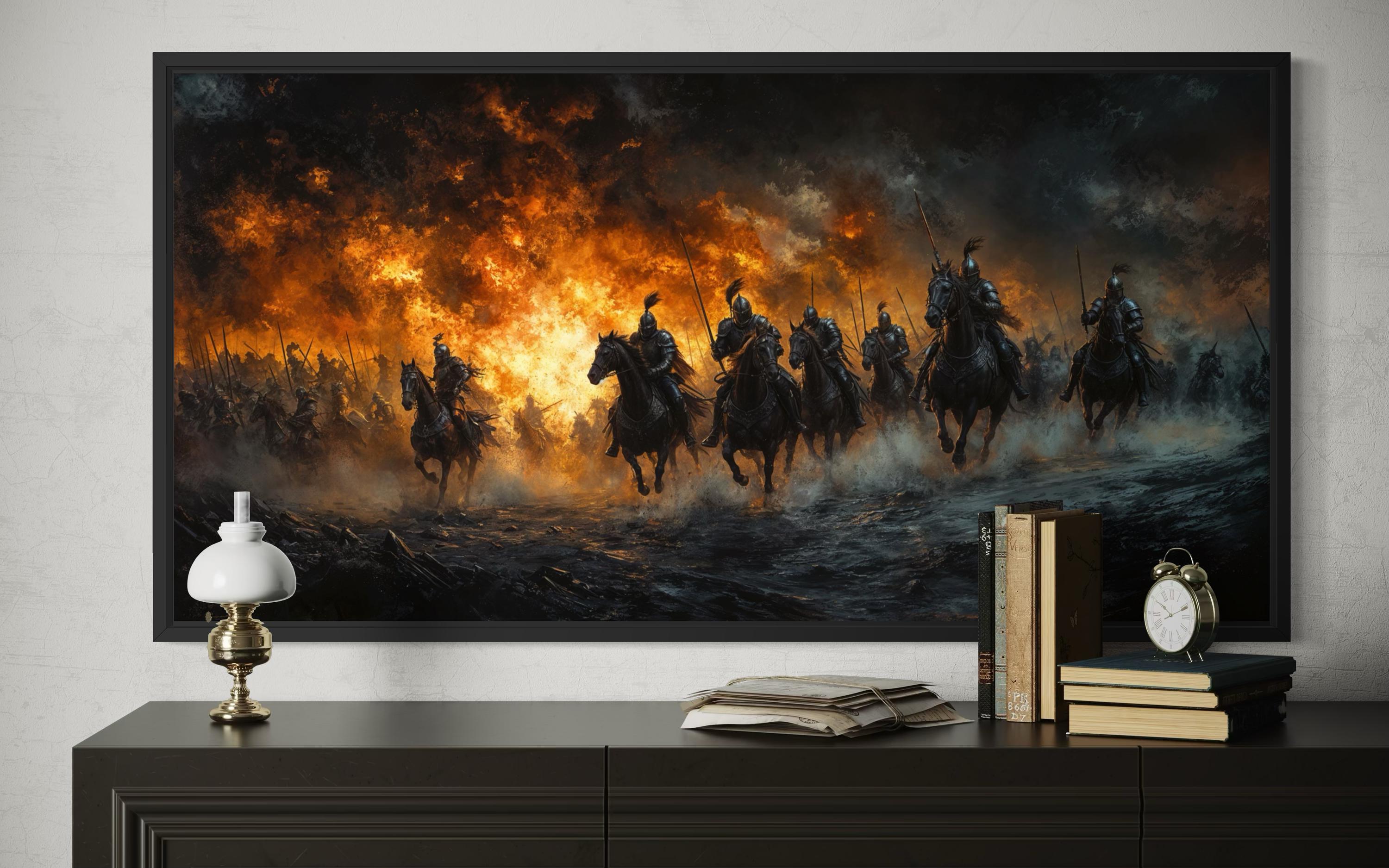 Medieval Knights Battle Wall Art – Battle Canvas Art For Men