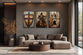 Medieval Wall Art For Men Set of 3 – Knight on Horse, Castle, and Shield