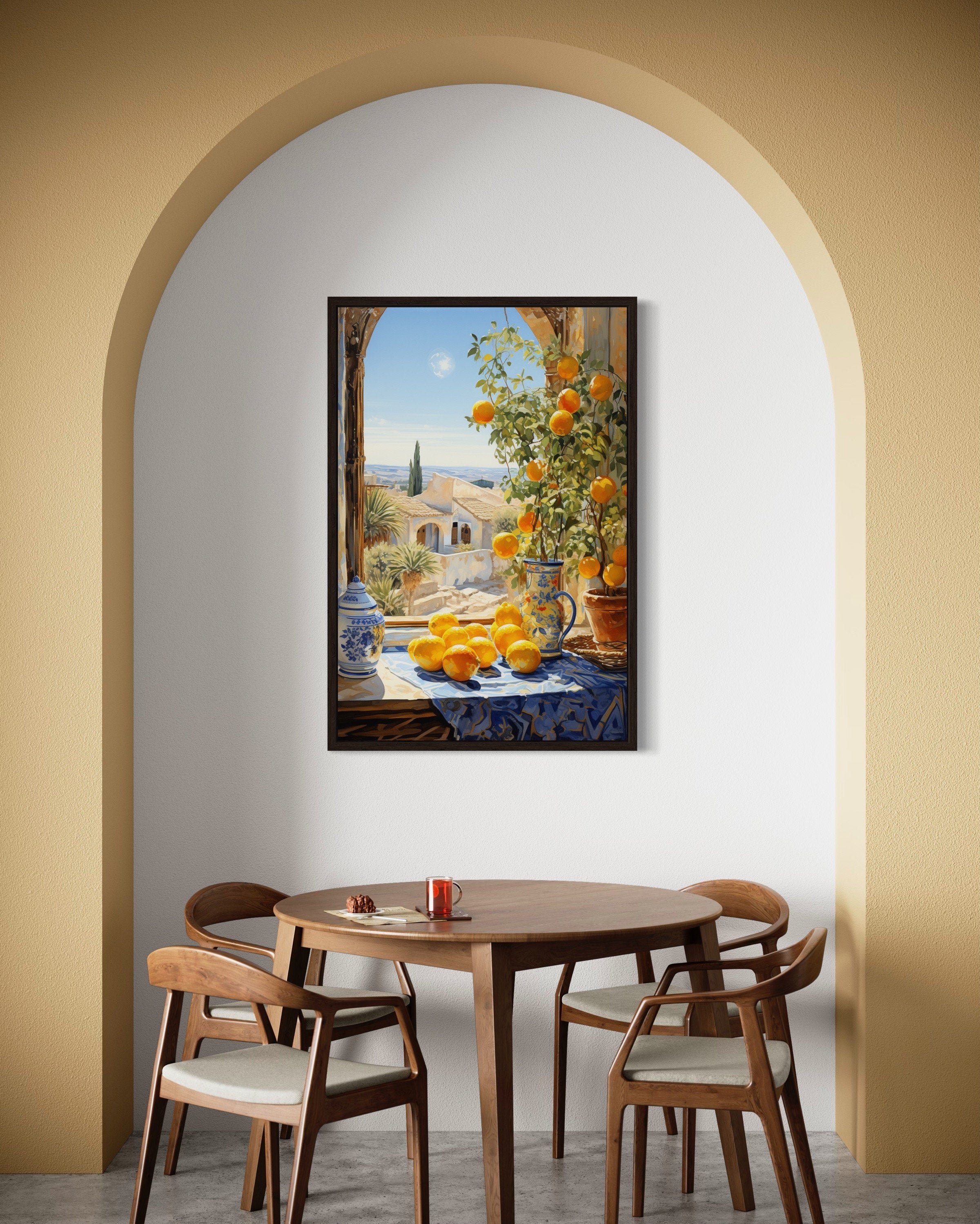 Mediterranean Window View With Oranges Kitchen Or Dining Room Wall Art