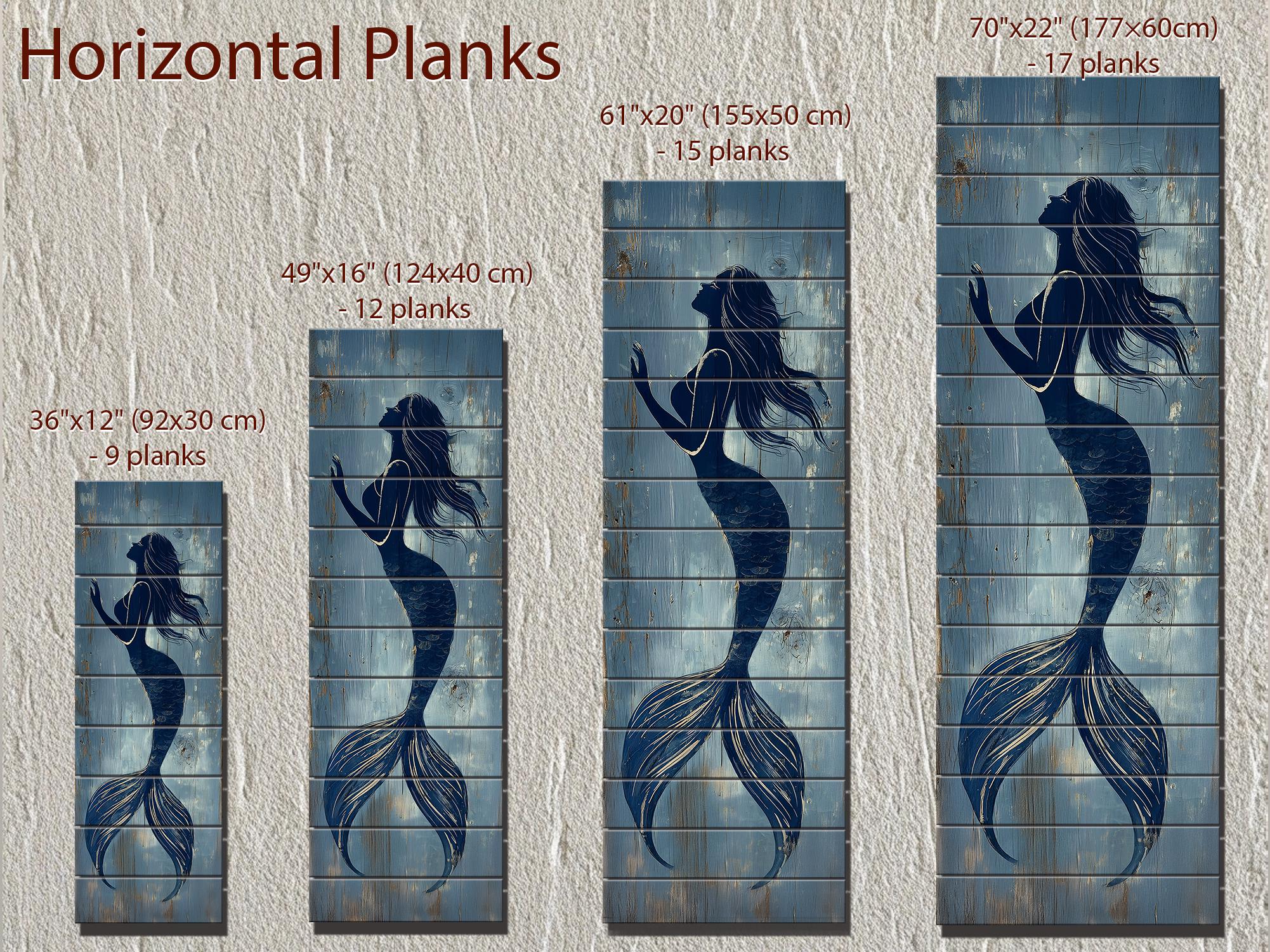 Mermaid Tall Narrow Wood Wall Art For Coastal Beach House Decor
