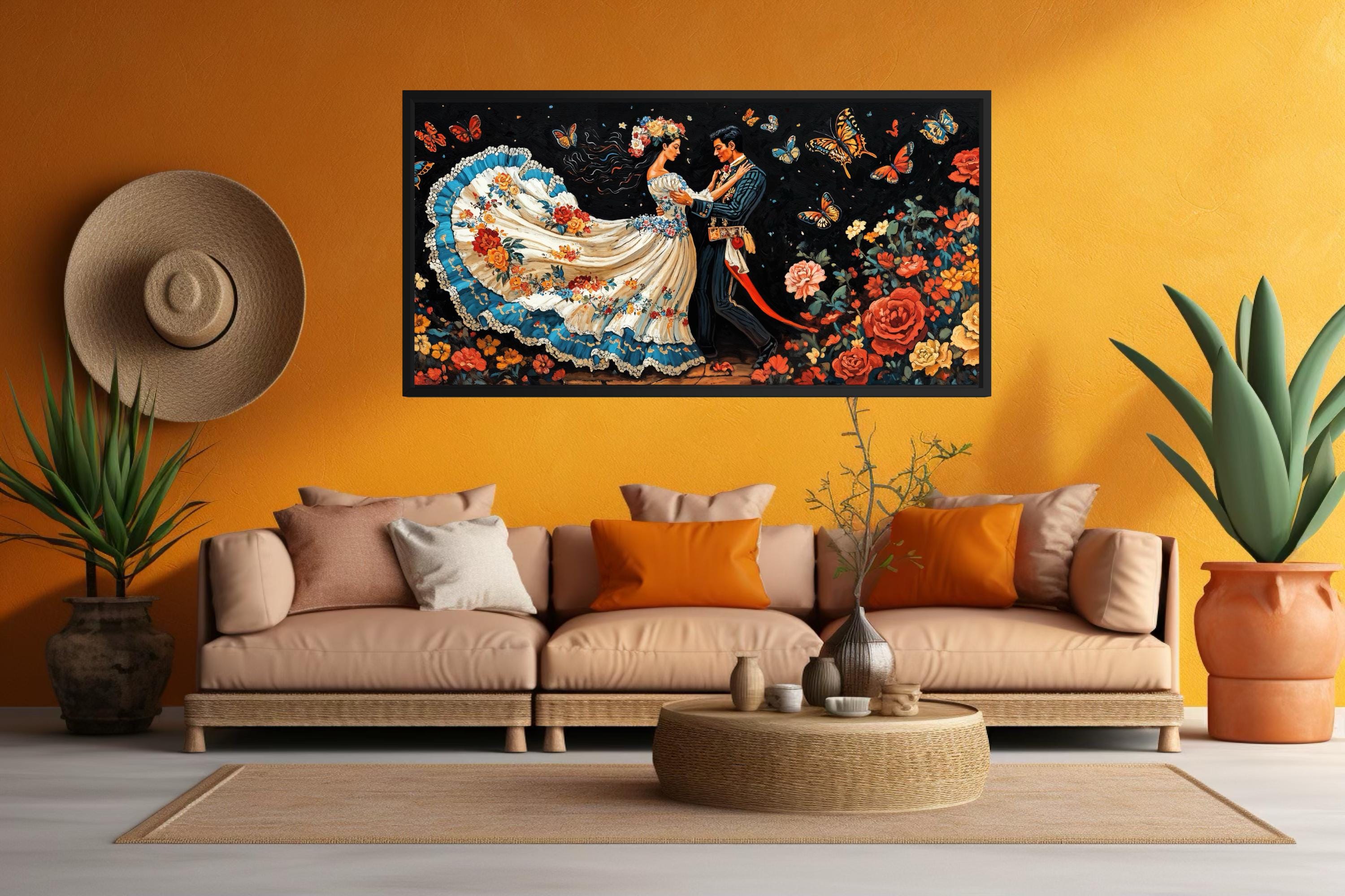 Mexican Folkloric Dance Couple Canvas Wall Art