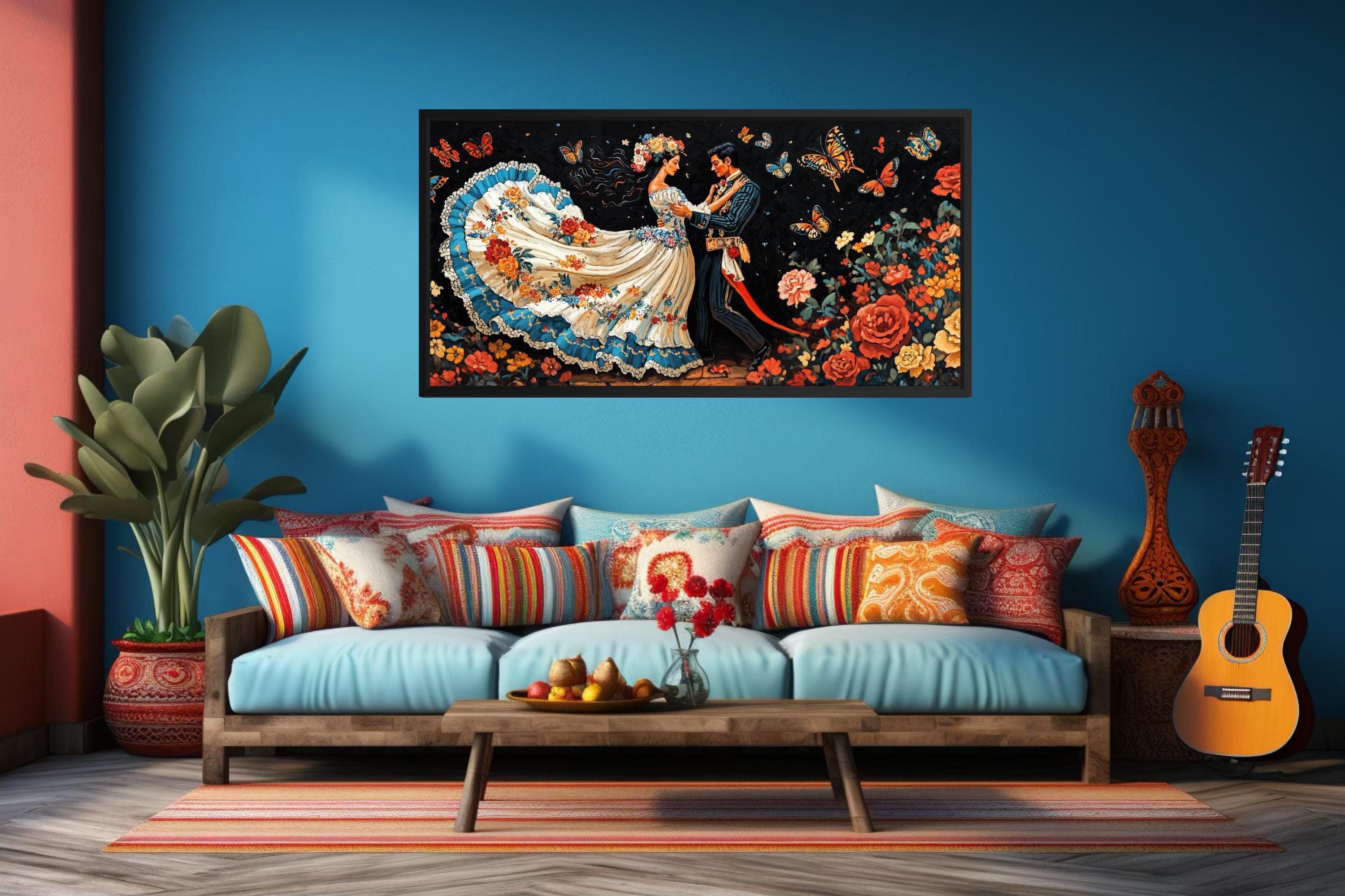 Mexican Folkloric Dance Couple Canvas Wall Art