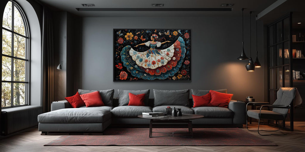 Mexican Folkloric Woman Dancer Canvas Wall Art