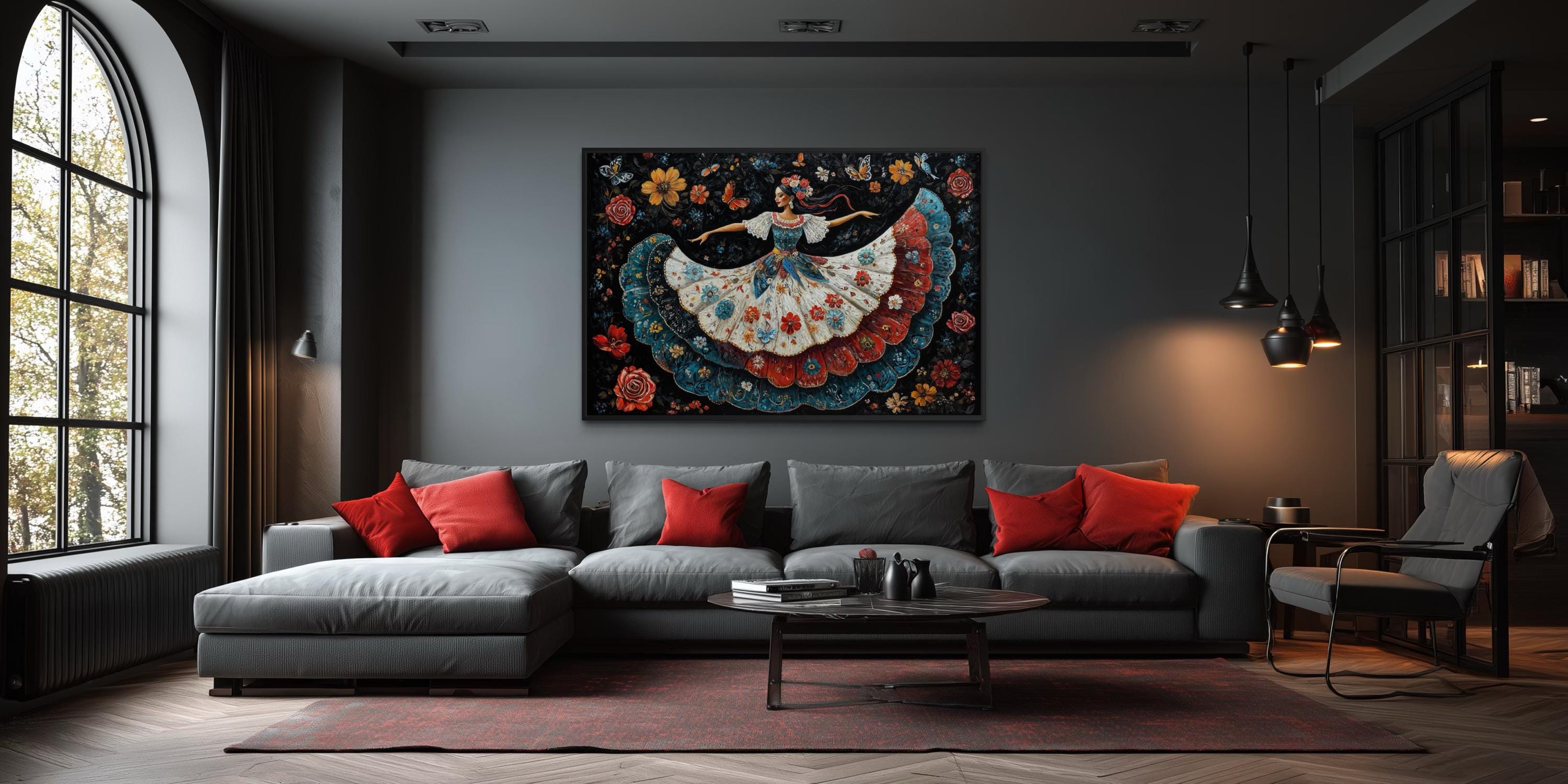 Mexican Folkloric Woman Dancer Canvas Wall Art