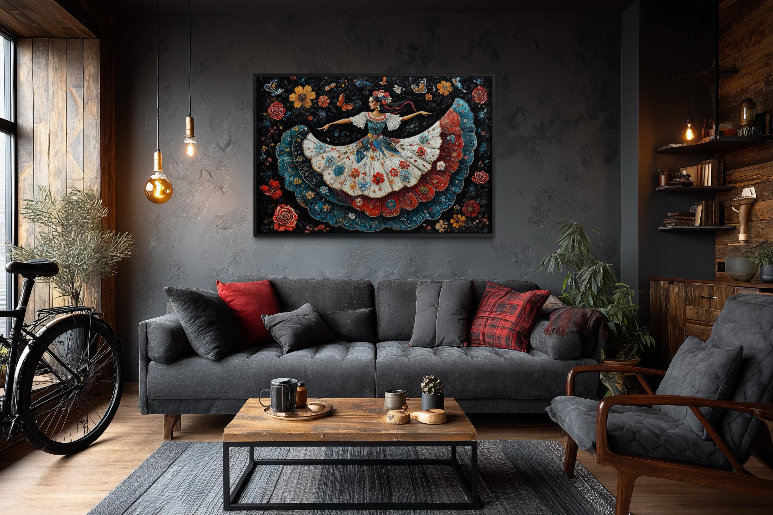 Mexican Folkloric Woman Dancer Canvas Wall Art