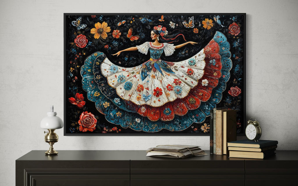 Mexican Folkloric Woman Dancer Canvas Wall Art