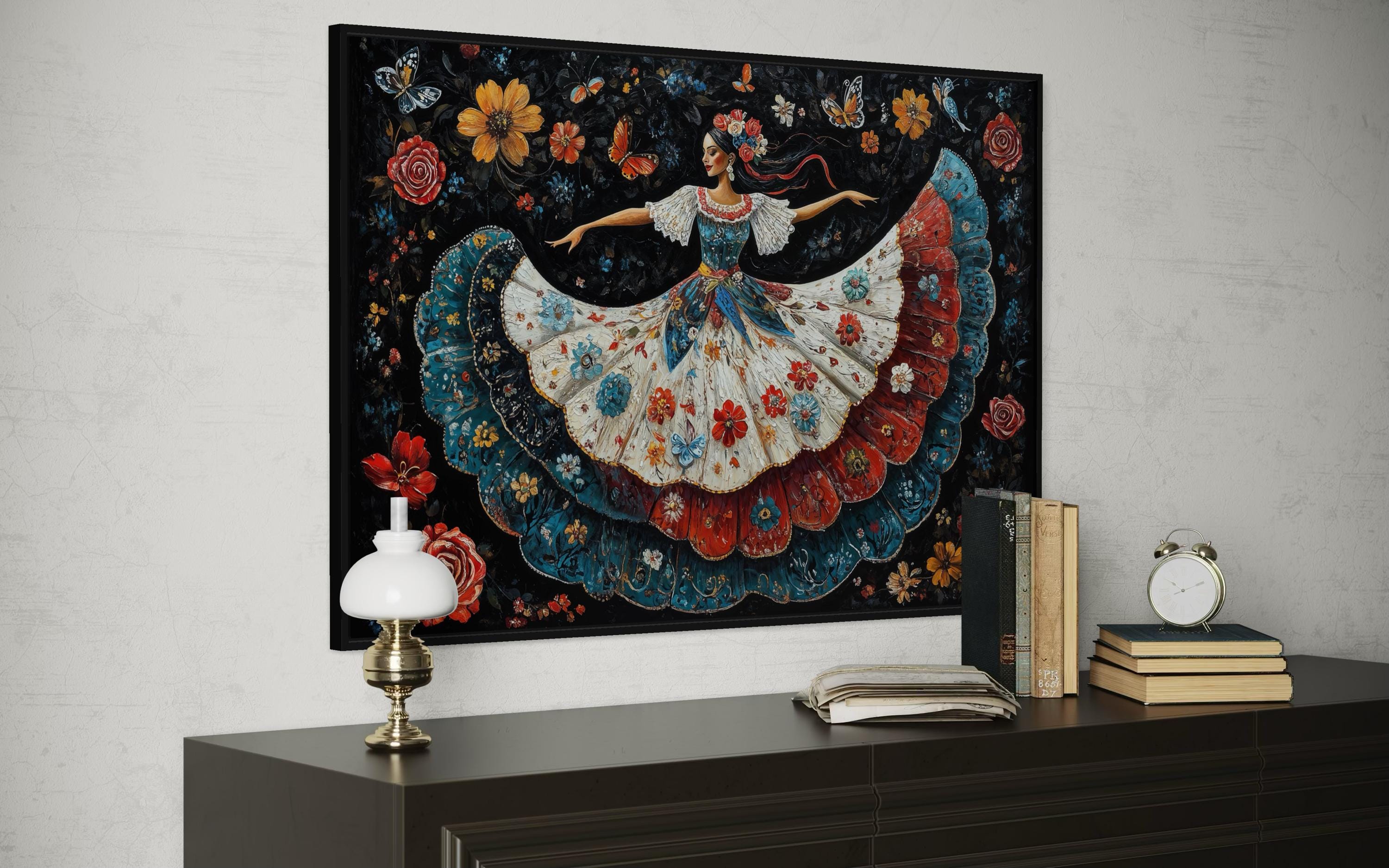 Mexican Folkloric Woman Dancer Canvas Wall Art