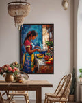 Mexican Woman Cooking  Traditional Mexican Kitchen Canvas Wall Art
