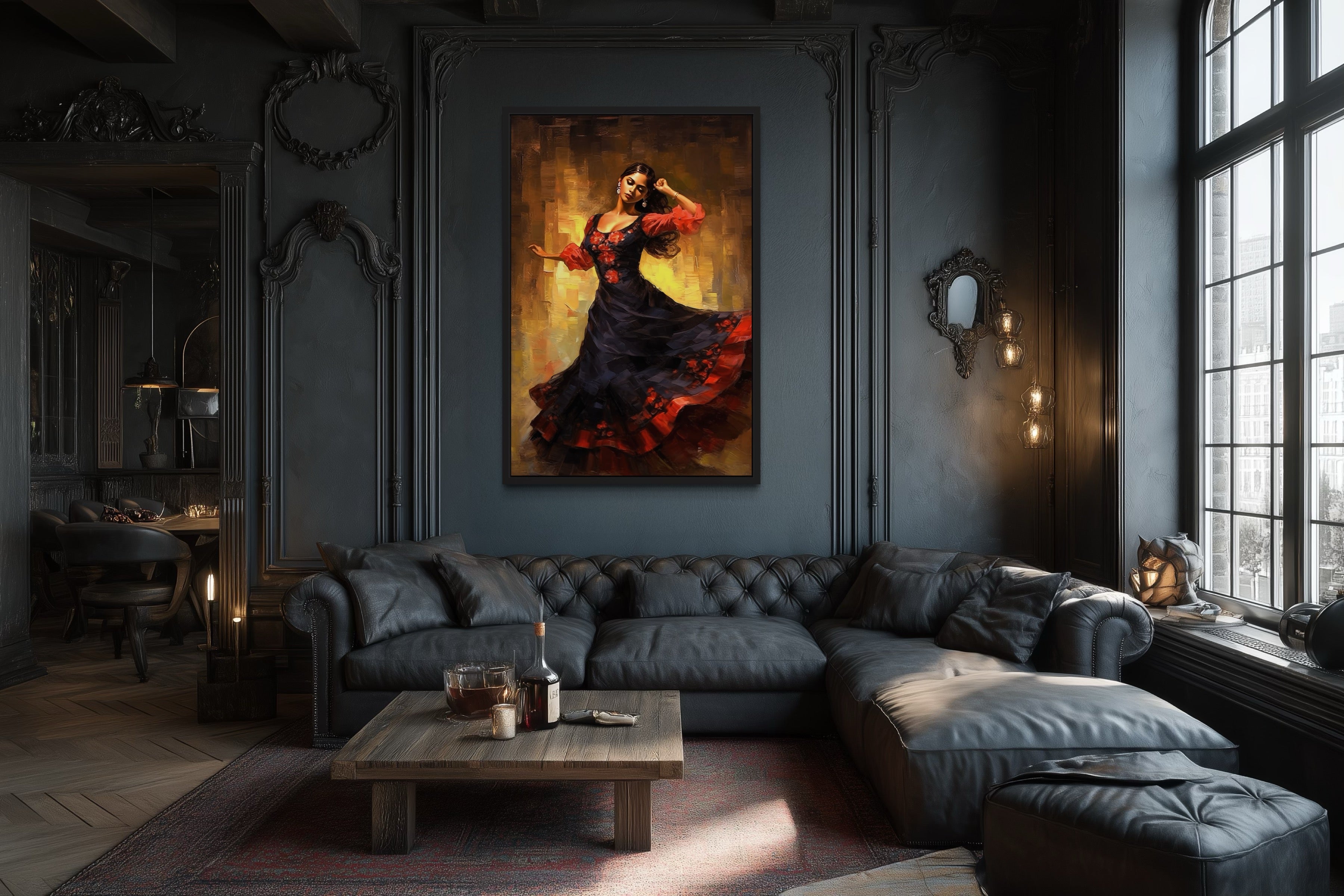 Mexican Woman Dancing Traditional Dance Framed Canvas Wall Art