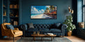 Miami Beach Wall Art - Colorful Oceanfront Cityscape Canvas Print | Coastal Palm Tree Decor