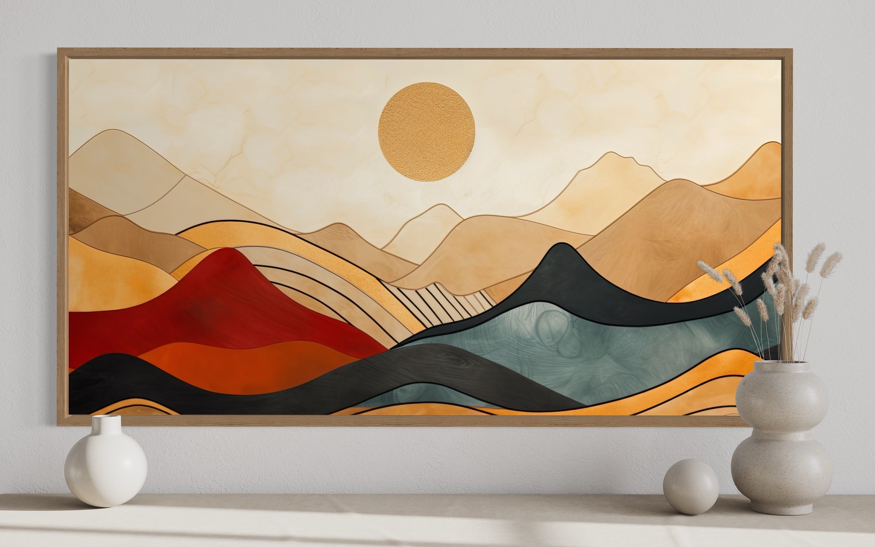 Mid Century Modern Extra Large Mountain Canvas Wall Art