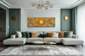 Mid Century Modern Yellow Sun Rays Horizontal Canvas Wall Art