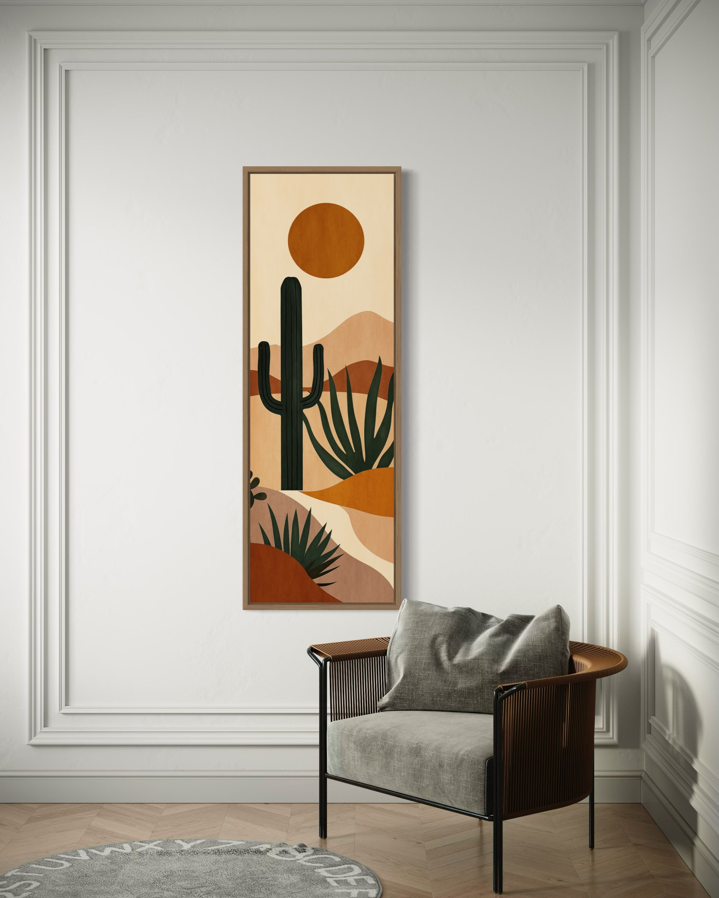 Midcentury Modern Desert Cactus Tall Narrow Vertical Wall Art