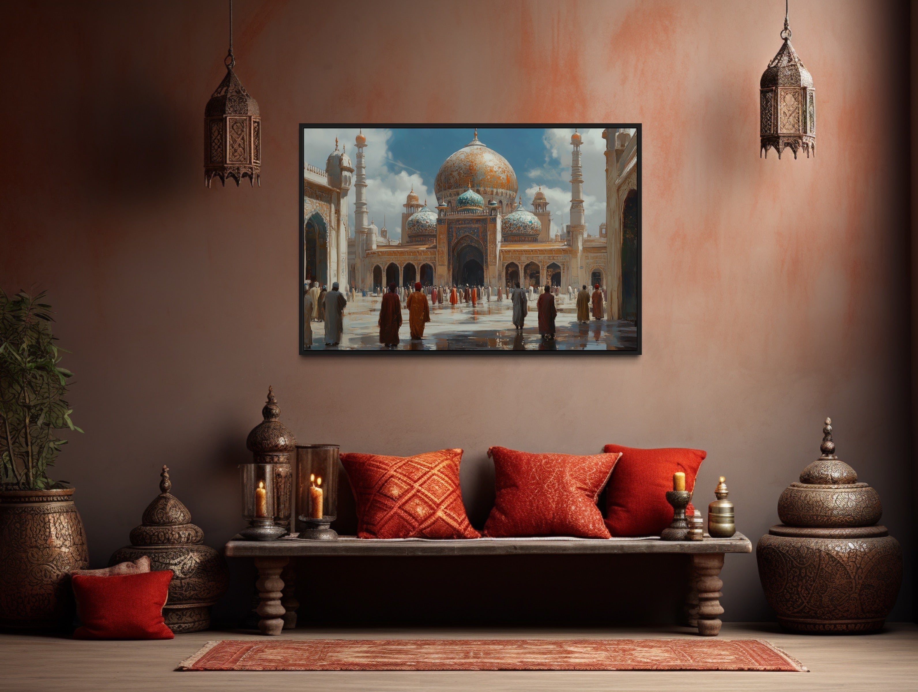 Middle Eastern Mosque - Islamic Framed Canvas Wall Art