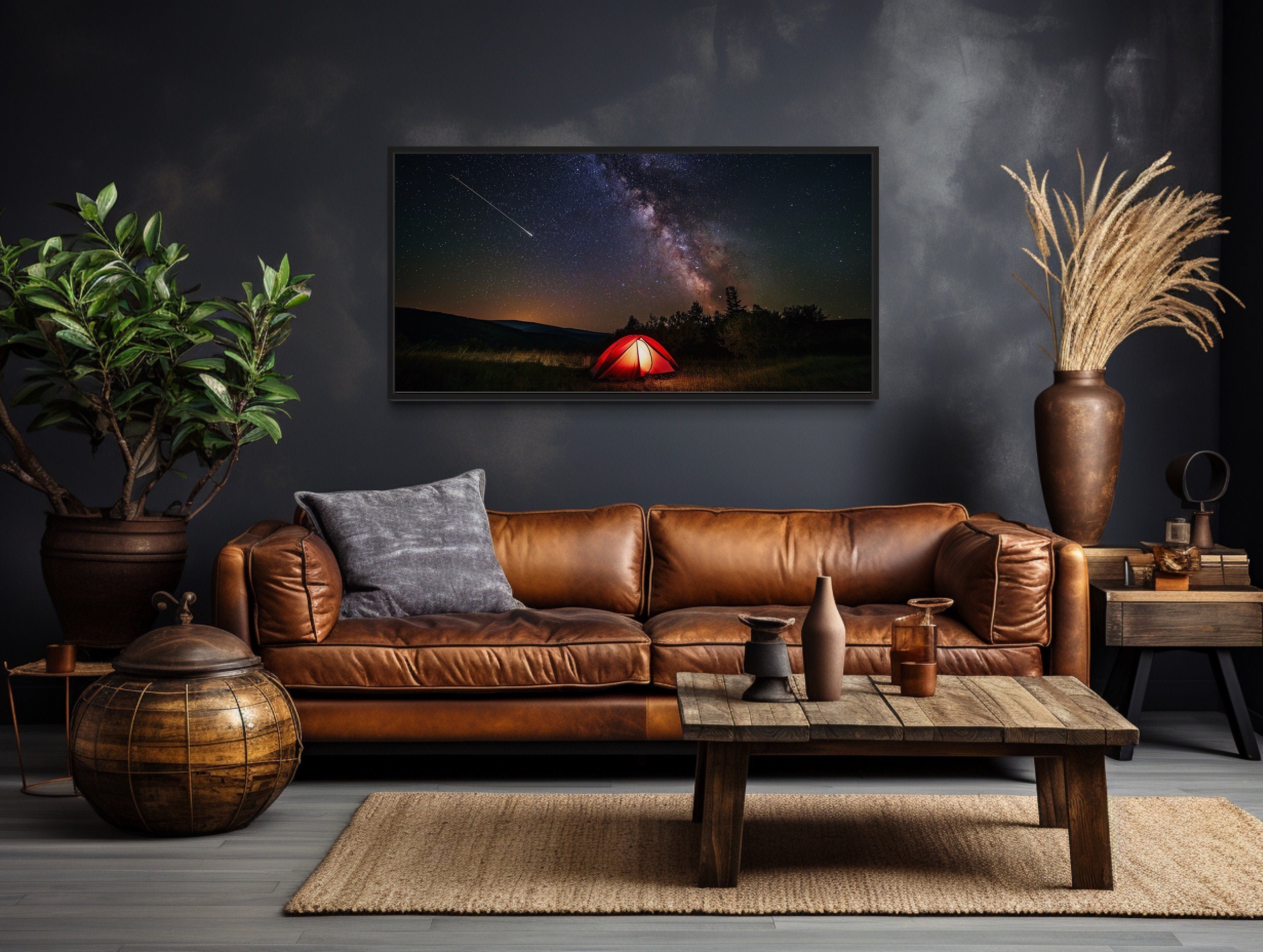 Milky Way Canvas Art – Framed Cherry Springs Wall Art | Shooting Star Print Decor