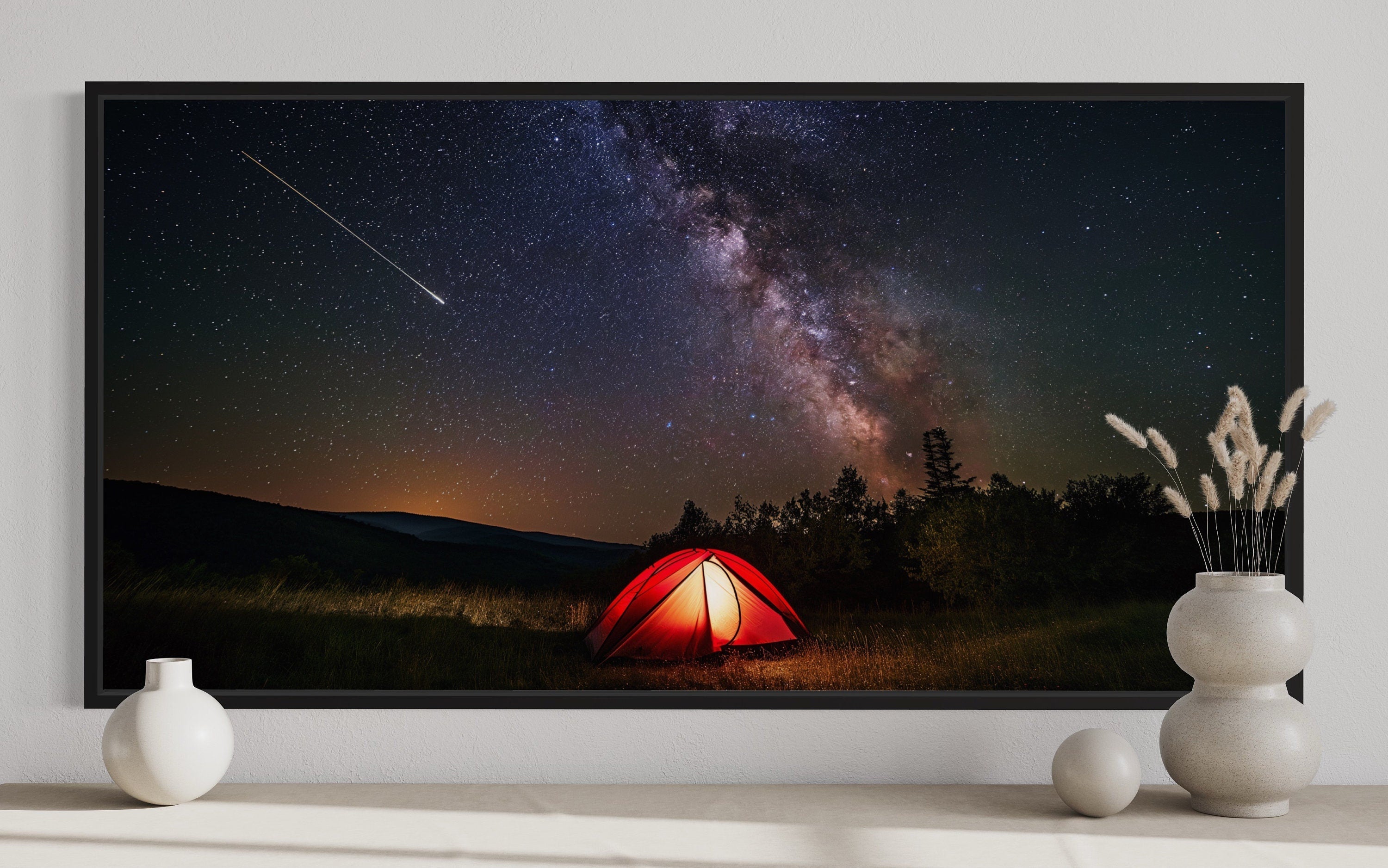 Milky Way Canvas Art – Framed Cherry Springs Wall Art | Shooting Star Print Decor