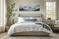 Minimalist Abstract Mountain Horizontal Grey Silver White Over Bed Wall Art