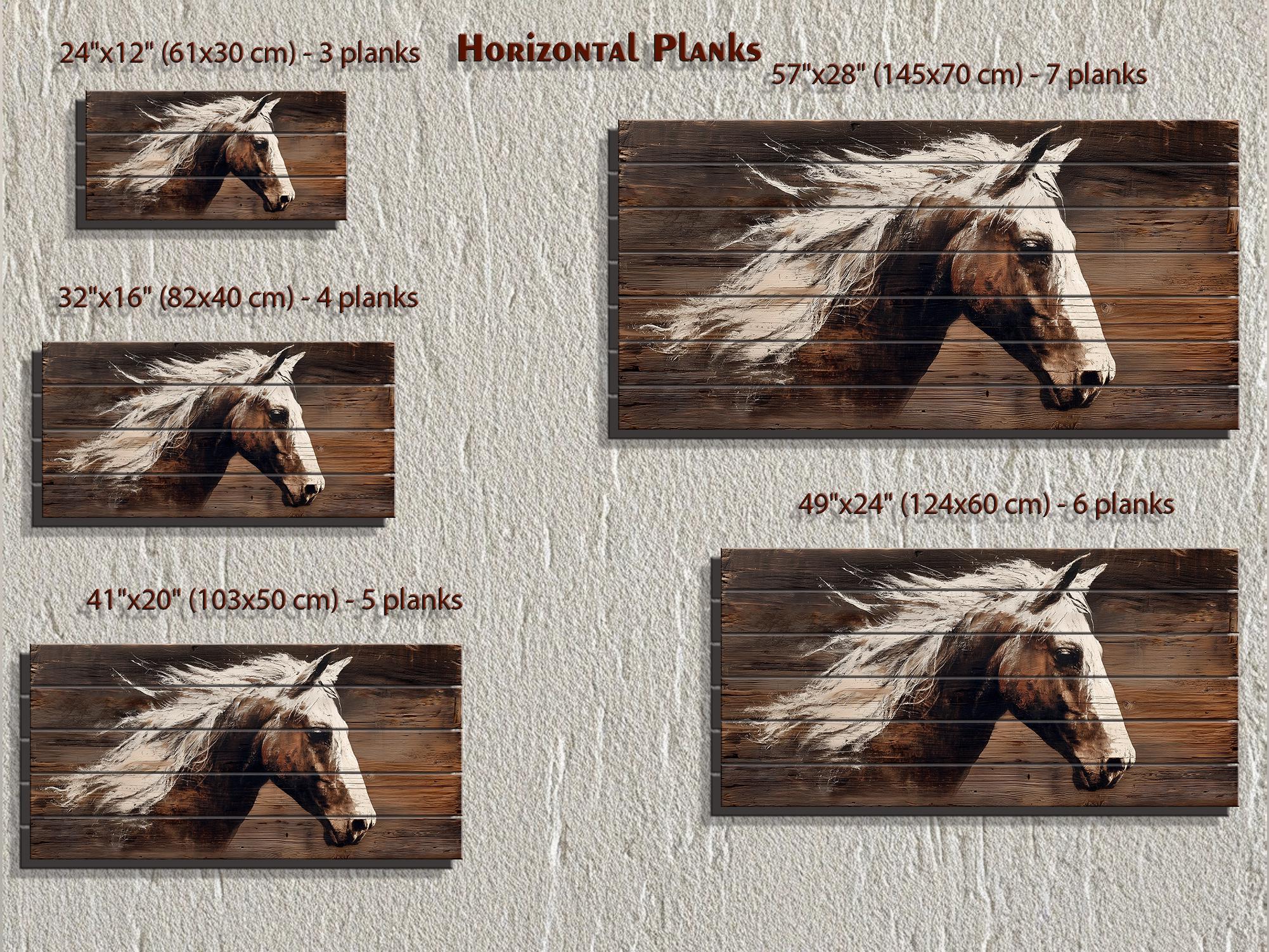 Minimalist Horse Portrait Distressed Wood Wall Art