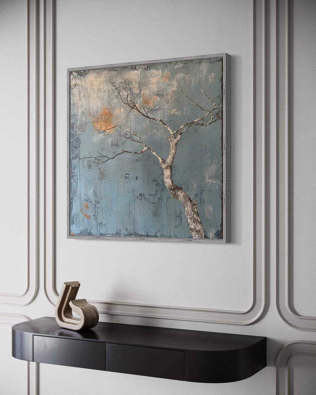 Minimalist Tree Japanese Wabi Sabi Framed Canvas Wall Art