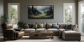 Misty Mountain Meadow and Pine Forest Canvas Wall Art