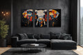 Modern Abstract Colorful  Elephant Wall Art Set of 3