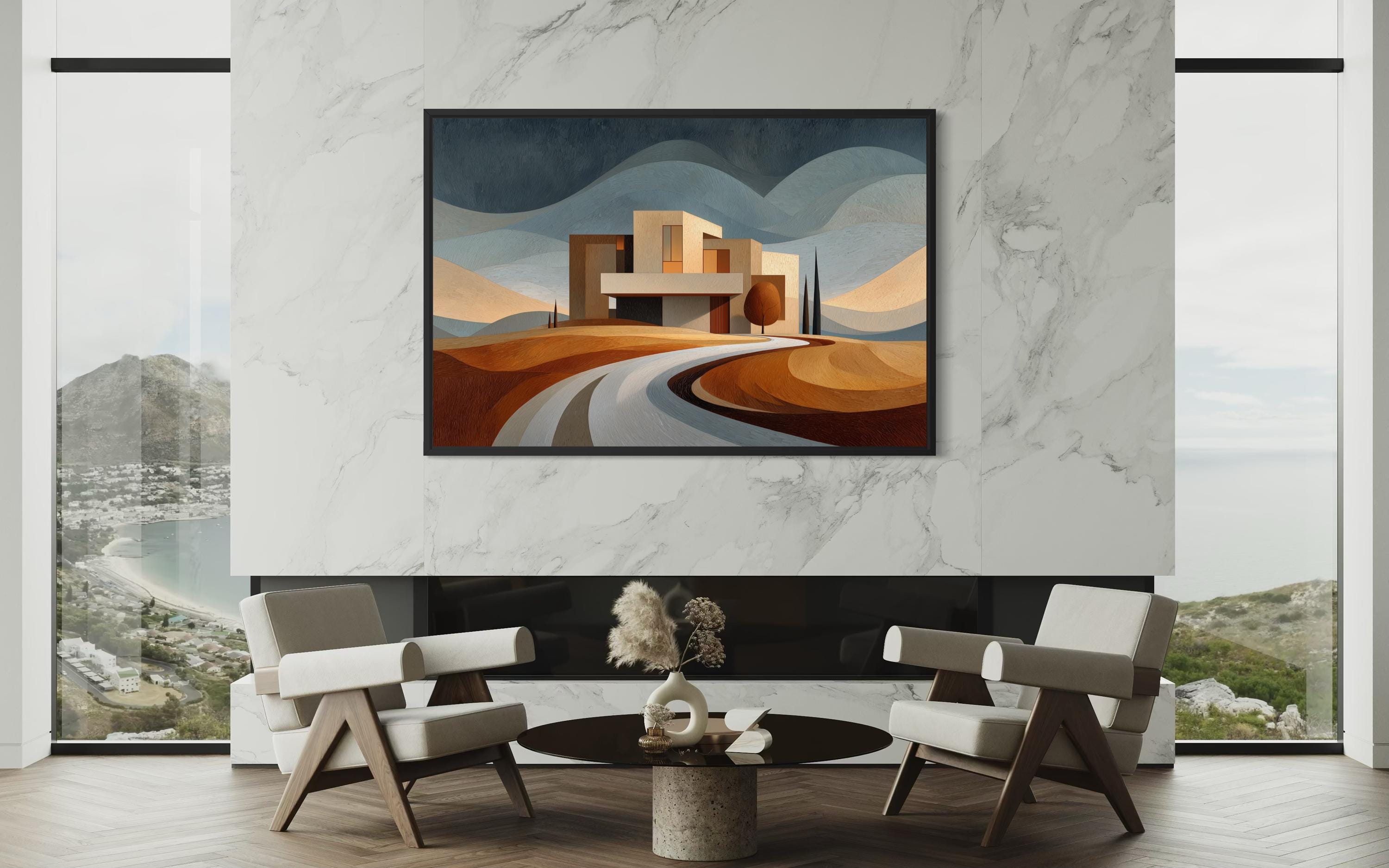 Modern Architecture Wall Art | Luxury Real Estate Office Decor Canvas Print