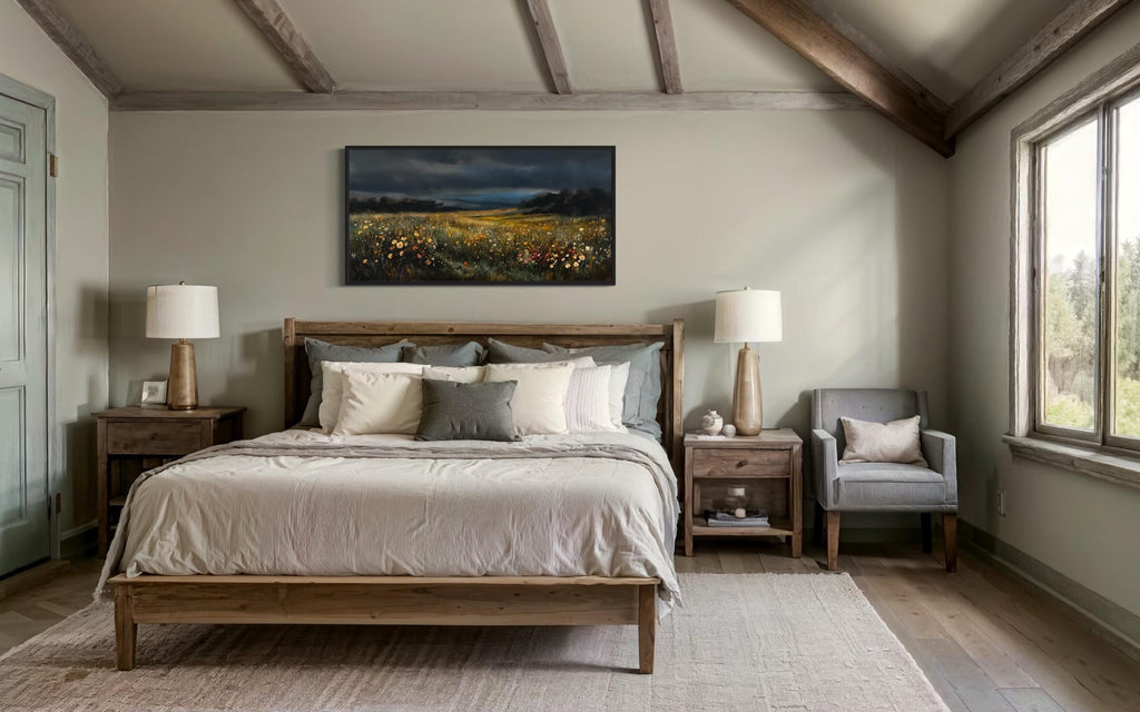 Moody Wildflowers At Night Canvas Wall Art