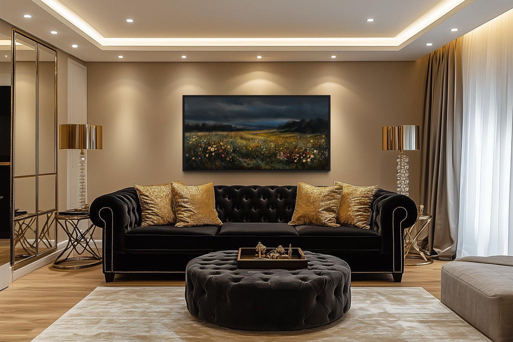 Moody Wildflowers At Night Canvas Wall Art