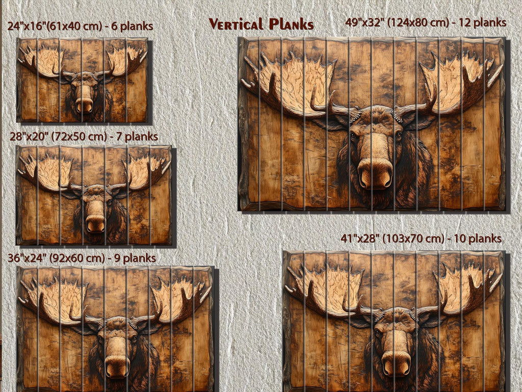 Moose Head Big Antlers Real Wood Wall Art – Rustic Cabin Or Lodge Decor