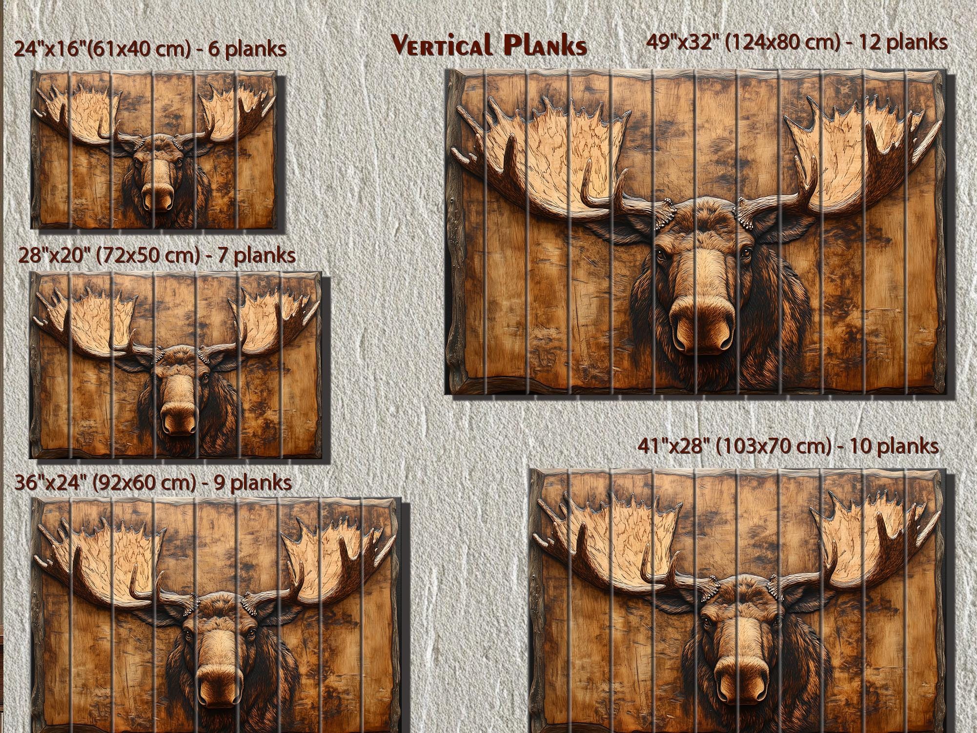 Moose Head Big Antlers Real Wood Wall Art – Rustic Cabin Or Lodge Decor