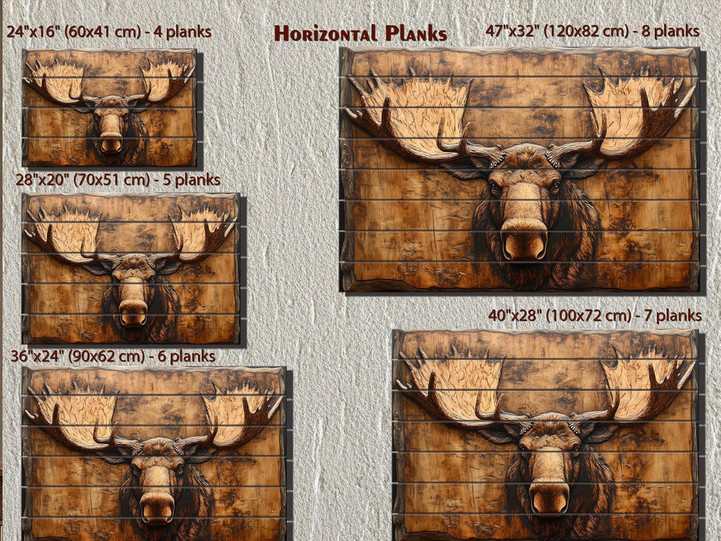 Moose Head Big Antlers Real Wood Wall Art – Rustic Cabin Or Lodge Decor