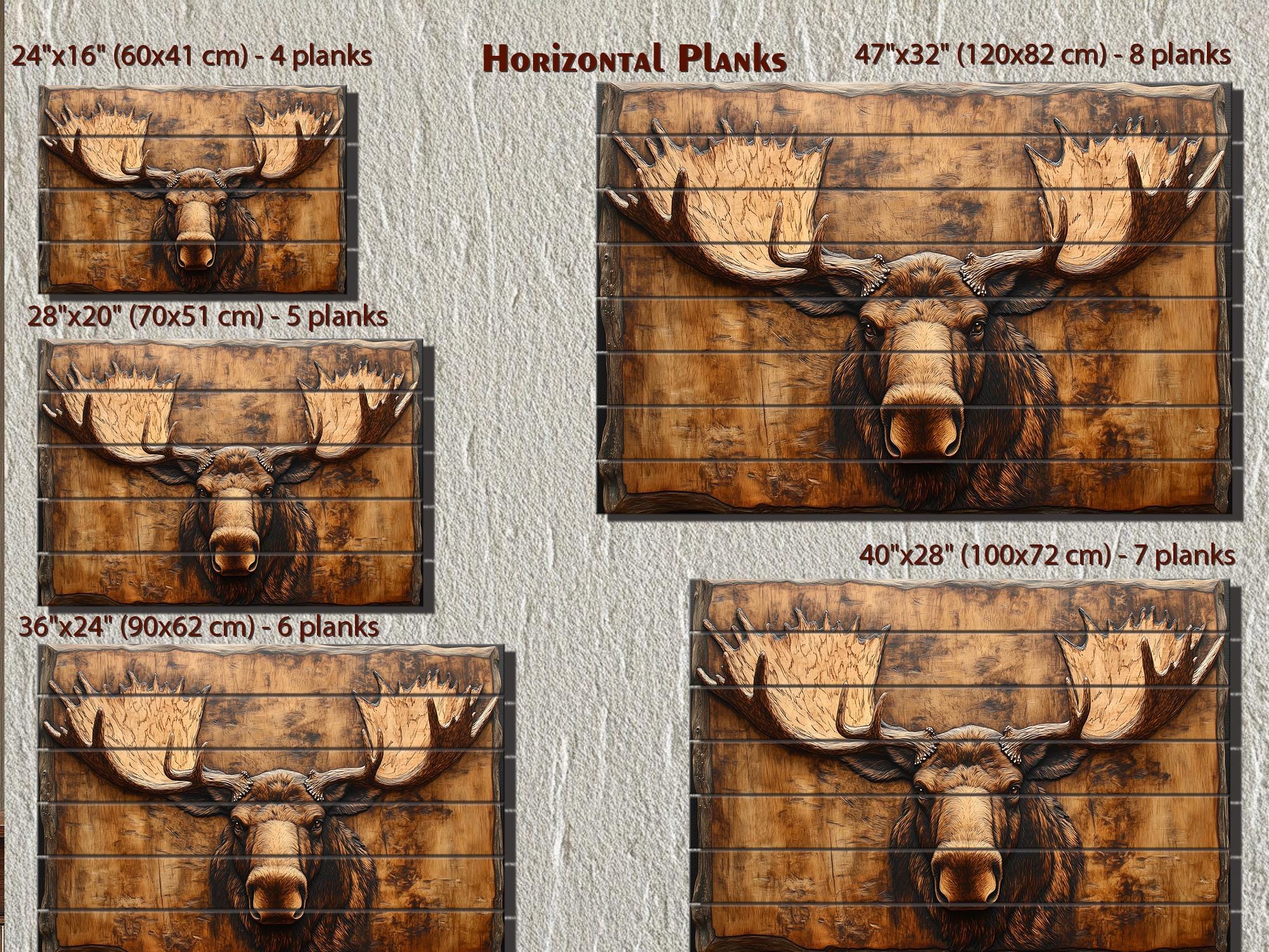 Moose Head Big Antlers Real Wood Wall Art – Rustic Cabin Or Lodge Decor