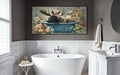 Moose In Bathtub With Flowers Canvas Wall Art