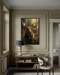 Moose In The Forest Framed Canvas Wall Art