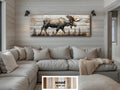Moose In The Forest Real Wood Long Horizontal Rustic Wall Art  For Cabin Decor