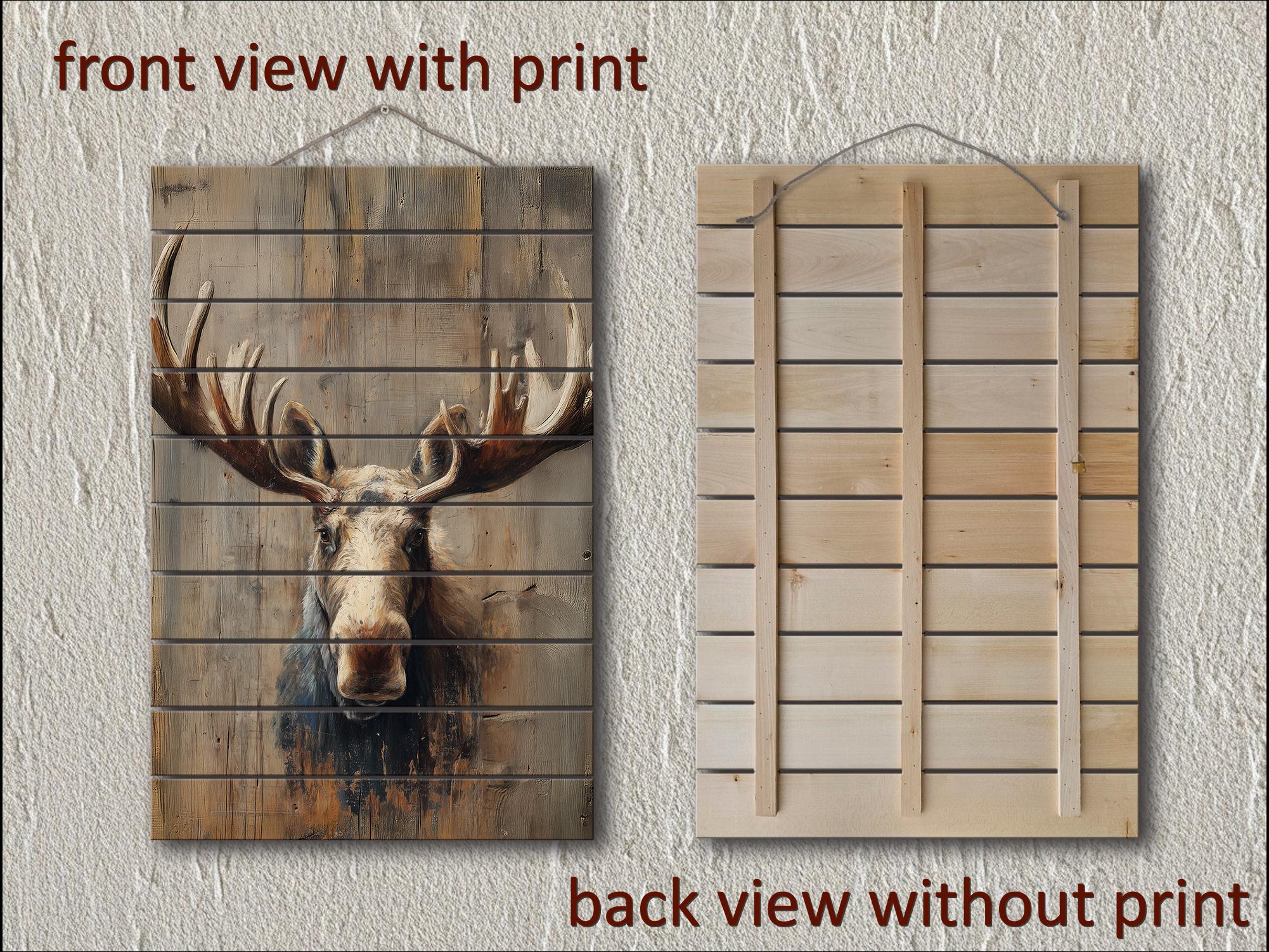 Moose Portrait Distressed Wood Wall Art